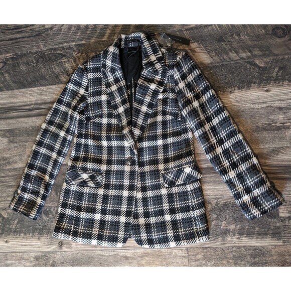 Elie Tahari Tweed Blazer XS Wool Blend Preppy Old Money Houndstooth NWT $325 - Picture 1 of 12